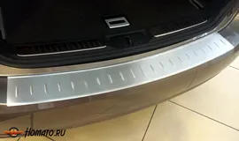 Накладка на задний бампер для Porsche Macan 2013+ | матовая нержавейка, с загибом